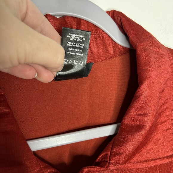 Ali Miles Jacket Womens XL Red Shimmer Collared Black‎ Textured Buttons Classic - Picture 10 of 13